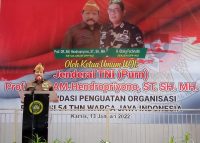 Ketum WJI Jenderal TNI (Purn), Prof., DR., AM. Hendro Priyono : Bergerak Maju Menang, Saat Berikan Arahan Penguatan Organisasi Di peresmian kantor DPP WJI Jakarta