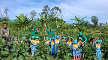 Edukasi Alam di Kebun Ketahanan Pangan Korem 012/TU: Anak PAUD Belajar Panen dan Berinteraksi dengan Alam