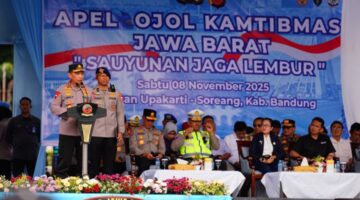 Kapolri Pimpin Apel Ojol Kamtibmas di Jabar, Bersatu Jaga Keamanan Masyarakat