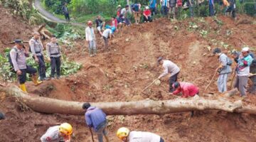Tanggap Darurat, Hari Ke-3 Tim SAR Sat Brimob Polda Jabar Terus Cari Korban Longsor Margaluyu