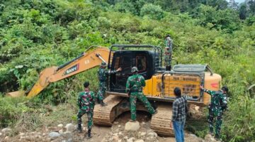 Tim Gabungan TNI-Polri, Sita 6 Excavator Tambang Ilegal di Madina.